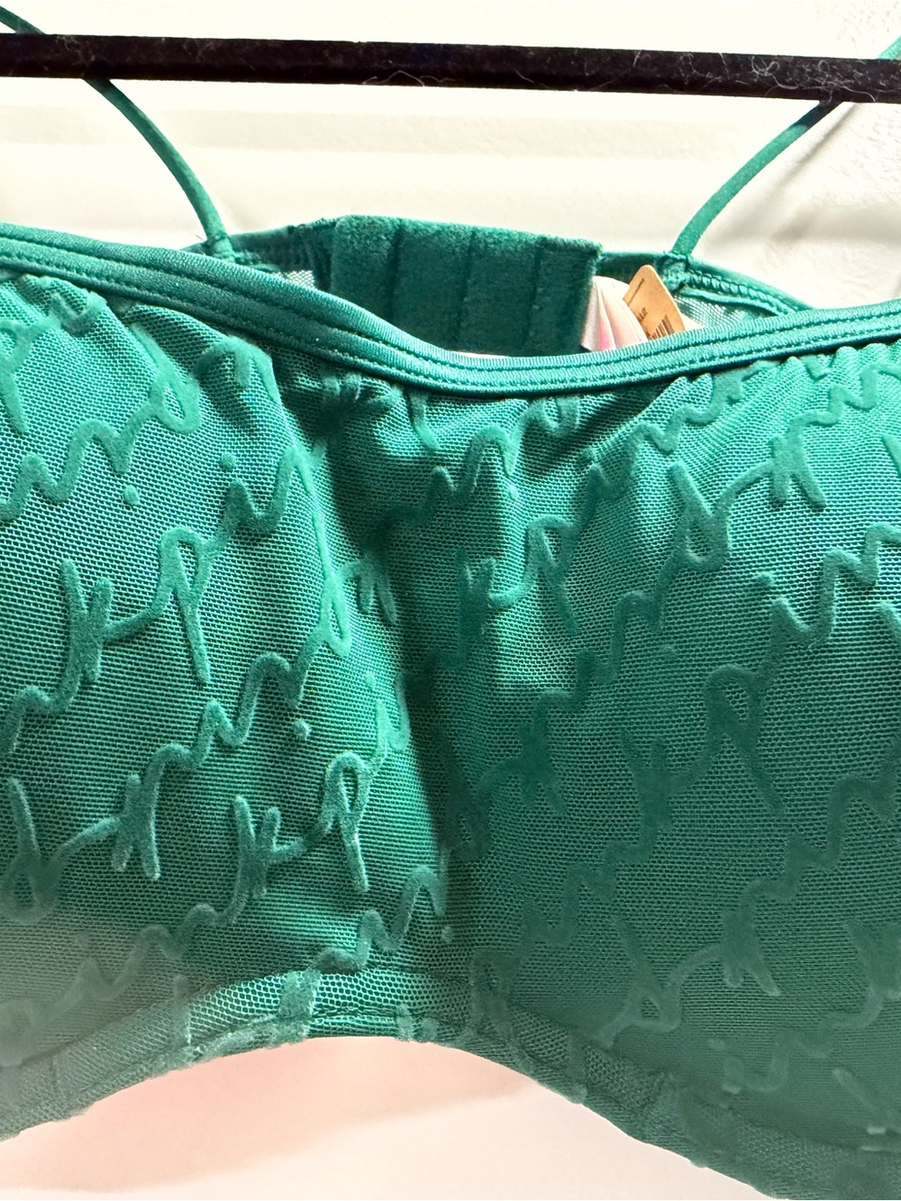 PINK Victoria's Secret Teal Textured Strapless Bandeau Bra